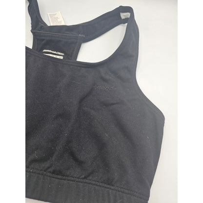 Reebok Womens Sz L Racerback Sports Bra Solid Black Cotton