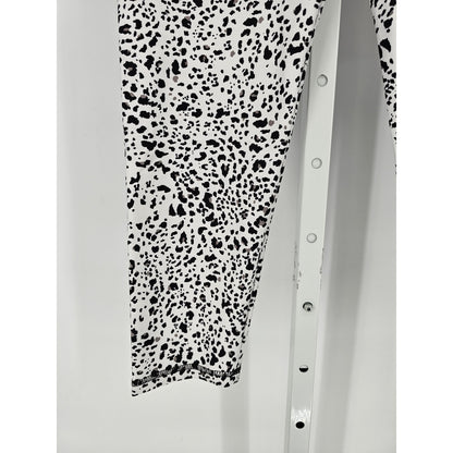 Balance Collection Womens Sz L Cropped Athletic Pants White Black Animal Print