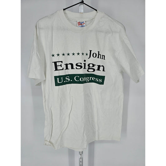 Vintage Y2K John Ensign for US Congress Campaign T Shirt Mens Sz L Hanes White