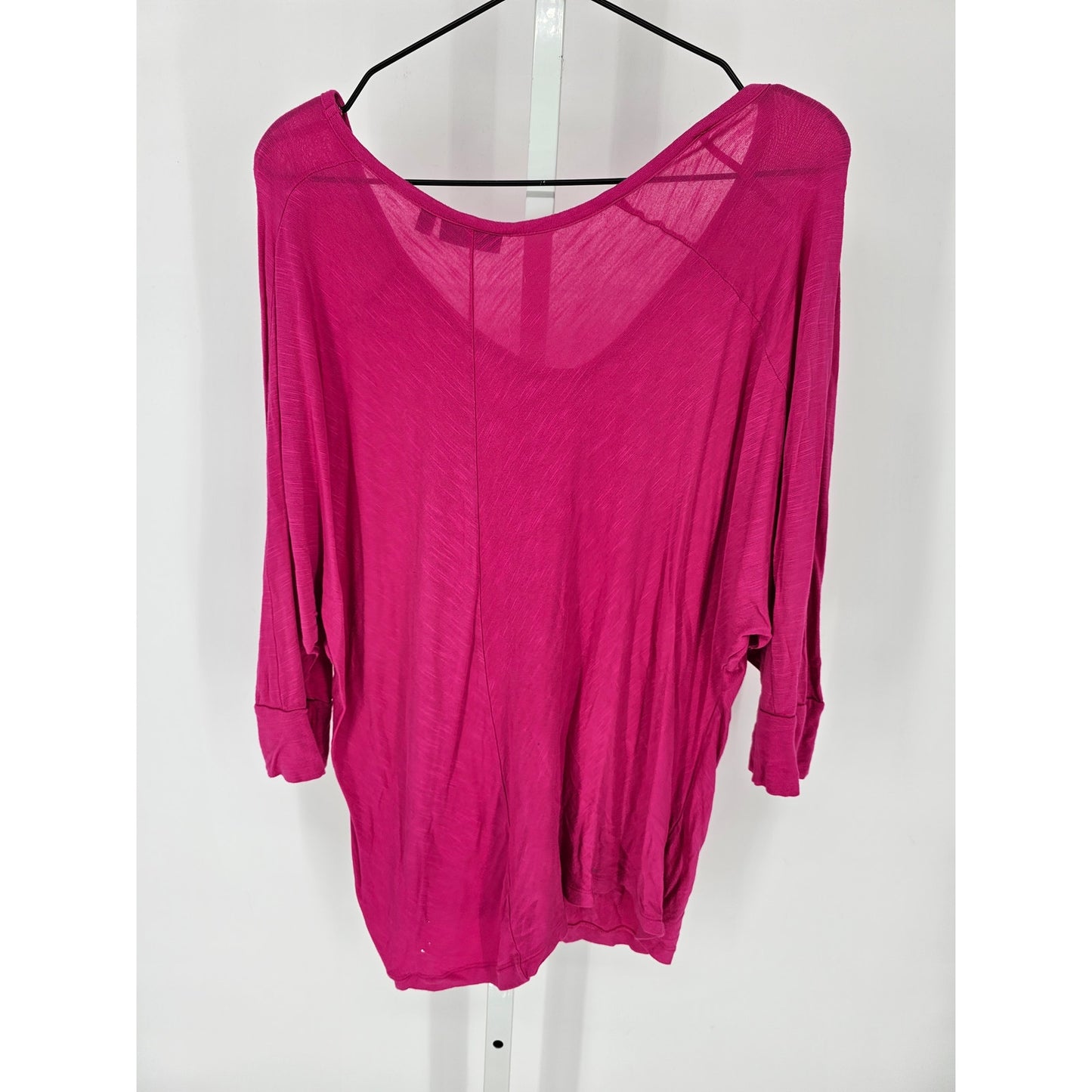 Apt 9 Womens Sz XL 3/4 Sleeve Slouchy V Neck Blouse Bright Pink