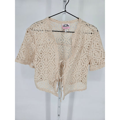 Future Collective Alani Noelle Womens Sz XXS Short Sleeve Crochet Top Ivory