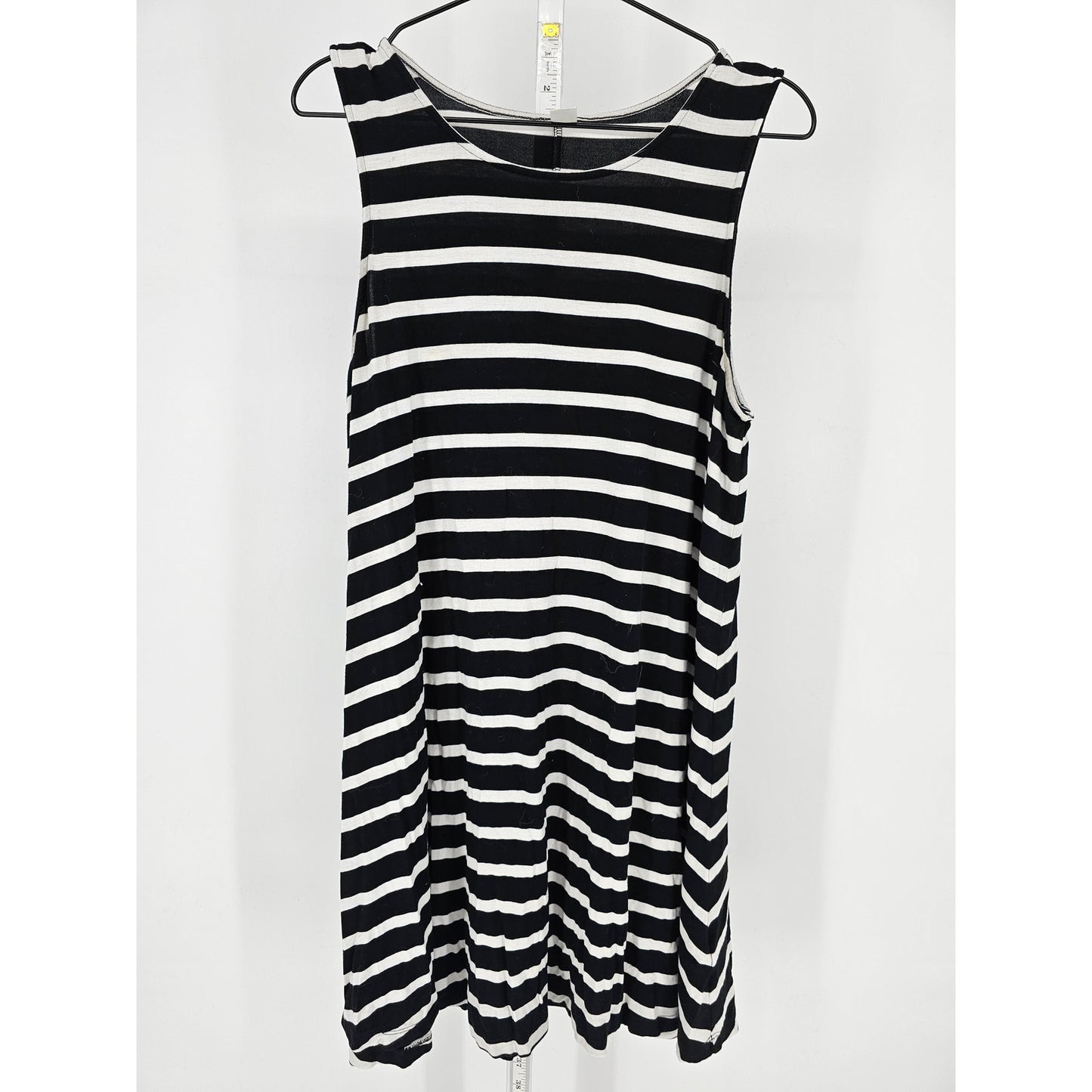 Old Navy Womens Sz L Sleeveless Knee Length Dress Black White Striped