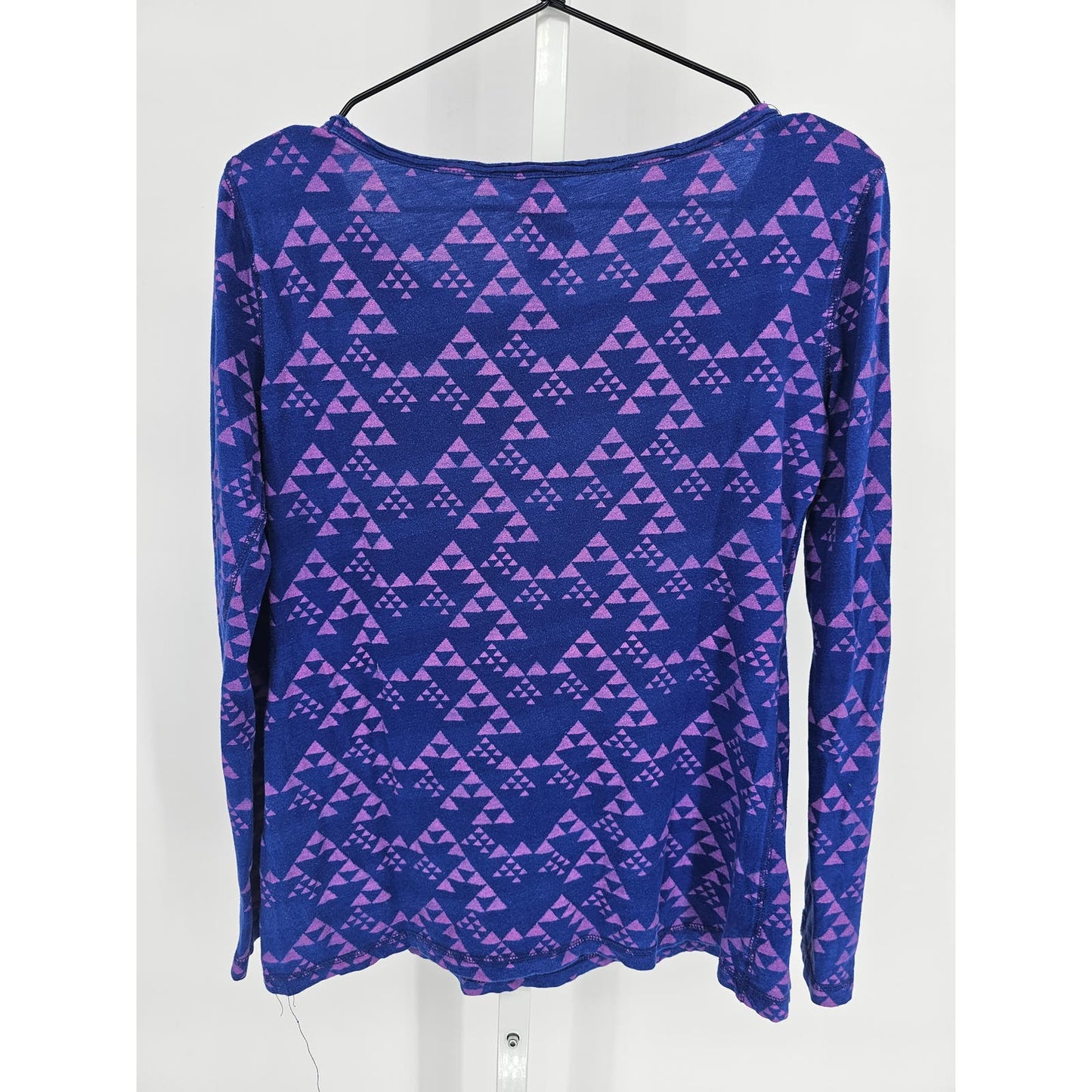 Route 66 Womens Sz M Long Sleeve T Shirt Purple Triangle Geometric Print