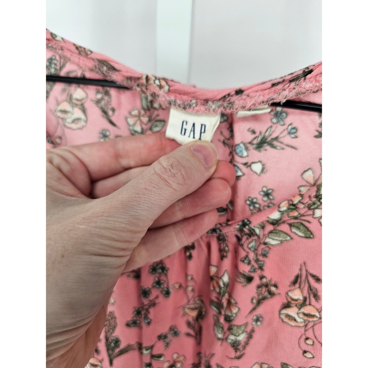 Gap Womens Sz S 3/4 Sleeve Boho Blouse Pink Floral Dainty