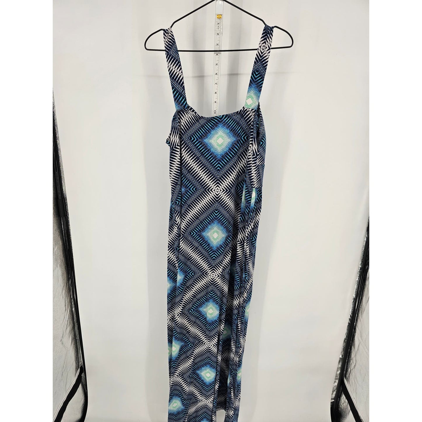 Allison Brittney Womens Sz XL Maxi Length Sleeveless Dress Blue Black