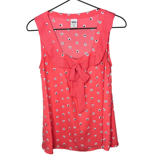 LC Lauren Conrad Disney Collection Womens Sz XS Blouse Pink Hearts Sleeveless