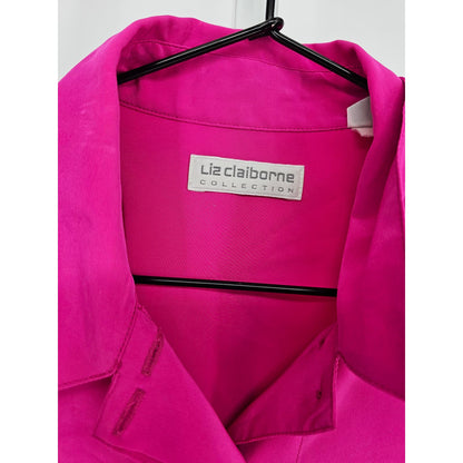 Liz Claiborne Womens Sz 10 Long Sleeve Button Up Dress Shirt Bright Pink