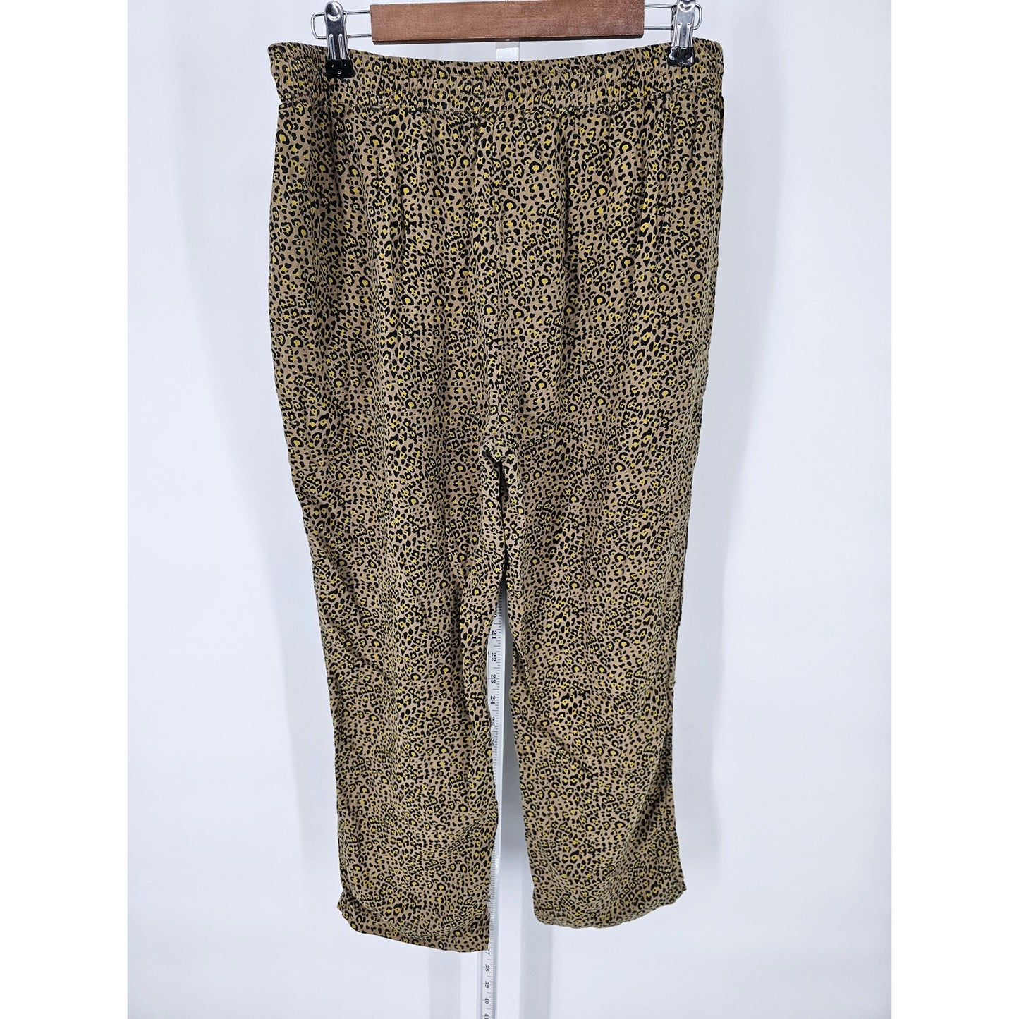Urban Outfitters Womens Sz L Pull On Lounge Pants Black Yellow Leopard Print