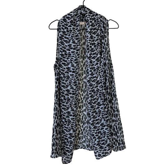 Criss Cross Womens Sz M/L Tunic Length Vest Animal Print Leopard Semi Sheer