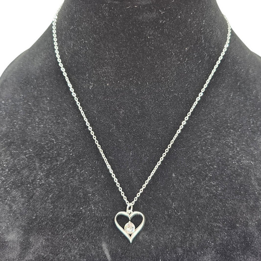 Vintage Y2K Dainty Silver Heart Pendant Necklace Chain