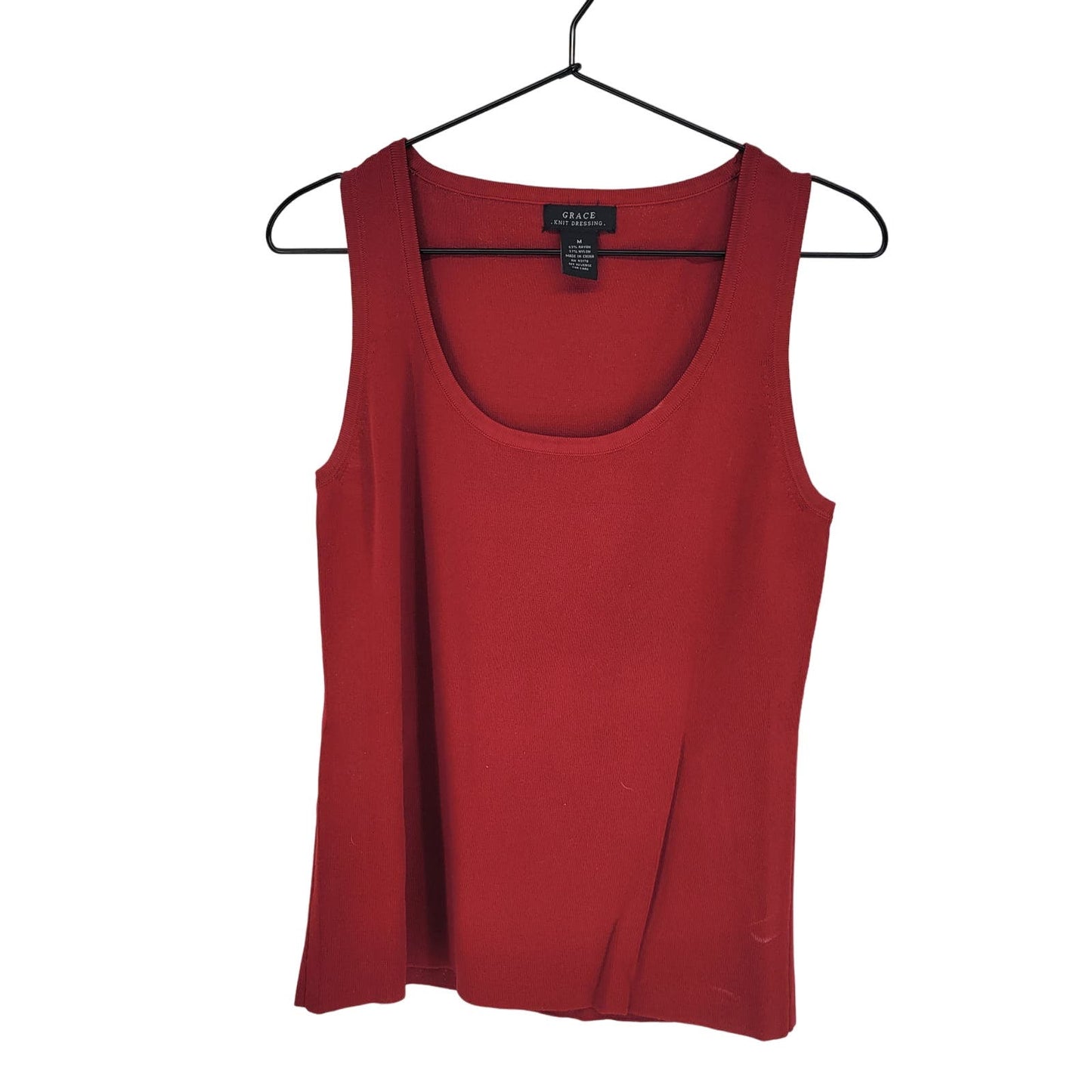 Grace Knit Dressing Womens Sz M Sleeveless Knit Tank Top Solid Red