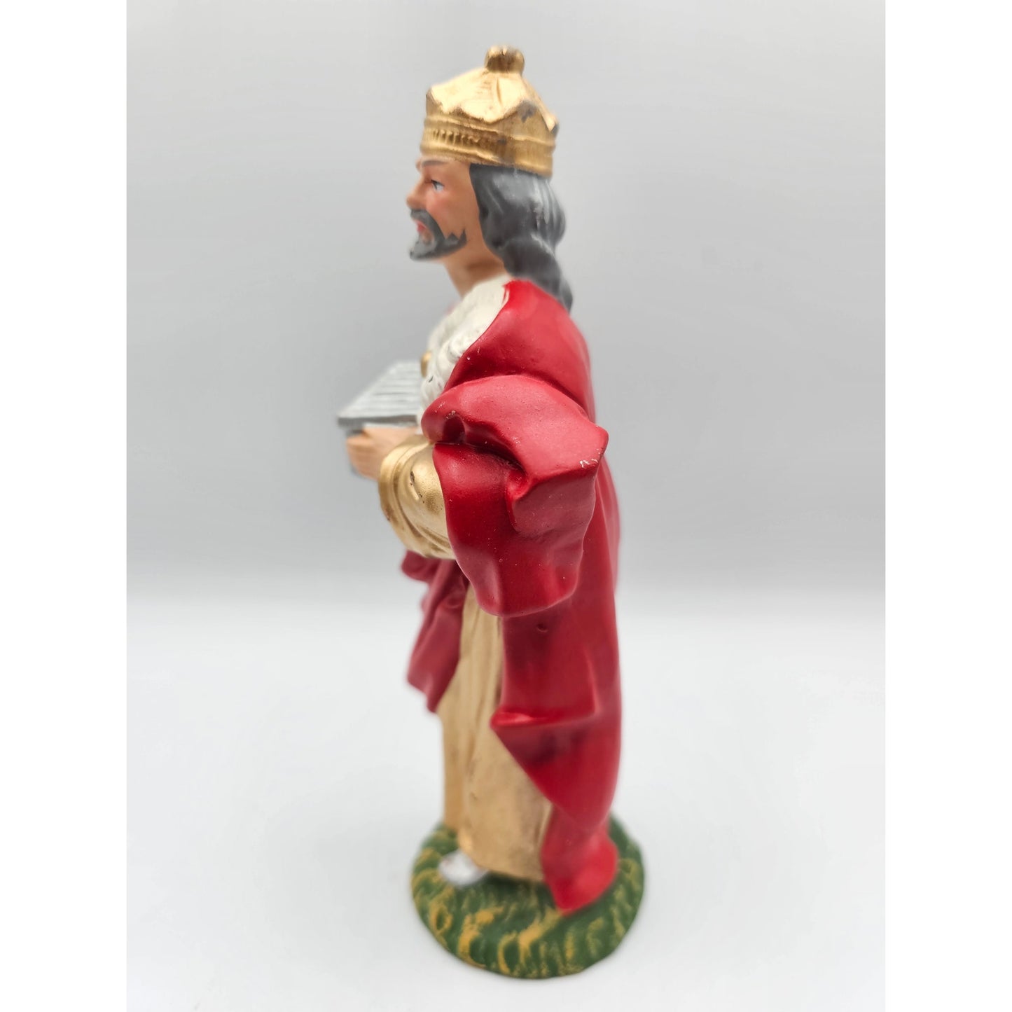 Vintage 1960s Paper Mache Christmas Nativity Figure Wiseman Red Depose Fontanini
