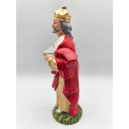 Vintage 1960s Paper Mache Christmas Nativity Figure Wiseman Red Depose Fontanini