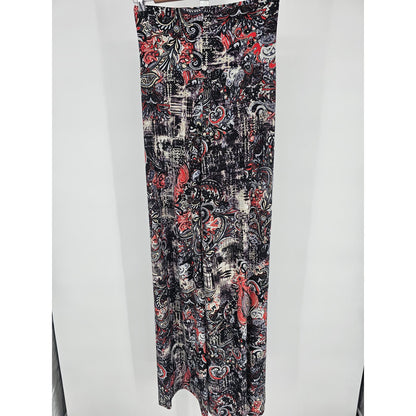 Ver'E'Ne Womens Sz XS High Waist Wide Leg Pull On Boho Pants Black Floral