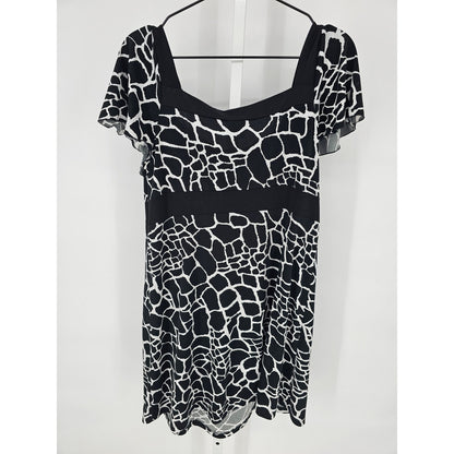 M-Fasis California Blue Womens Sz XL Knee Length Career Dress Black White