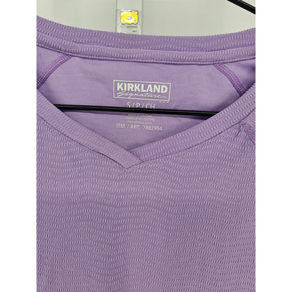 Kirkland Womens Sz S Short Sleeve V Neck Athletic T Shirt Lavender Purple