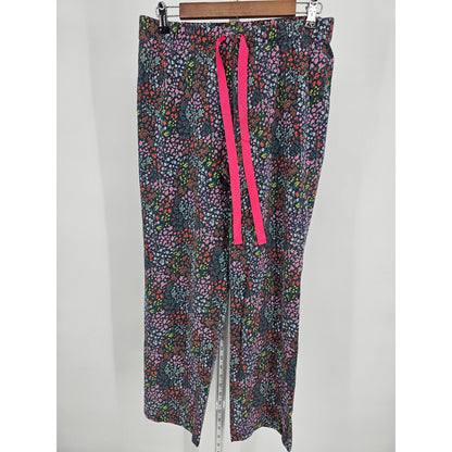 Lands End Womens Sz S Long Sleeve Pajama Set Blue Floral Lounge Pants
