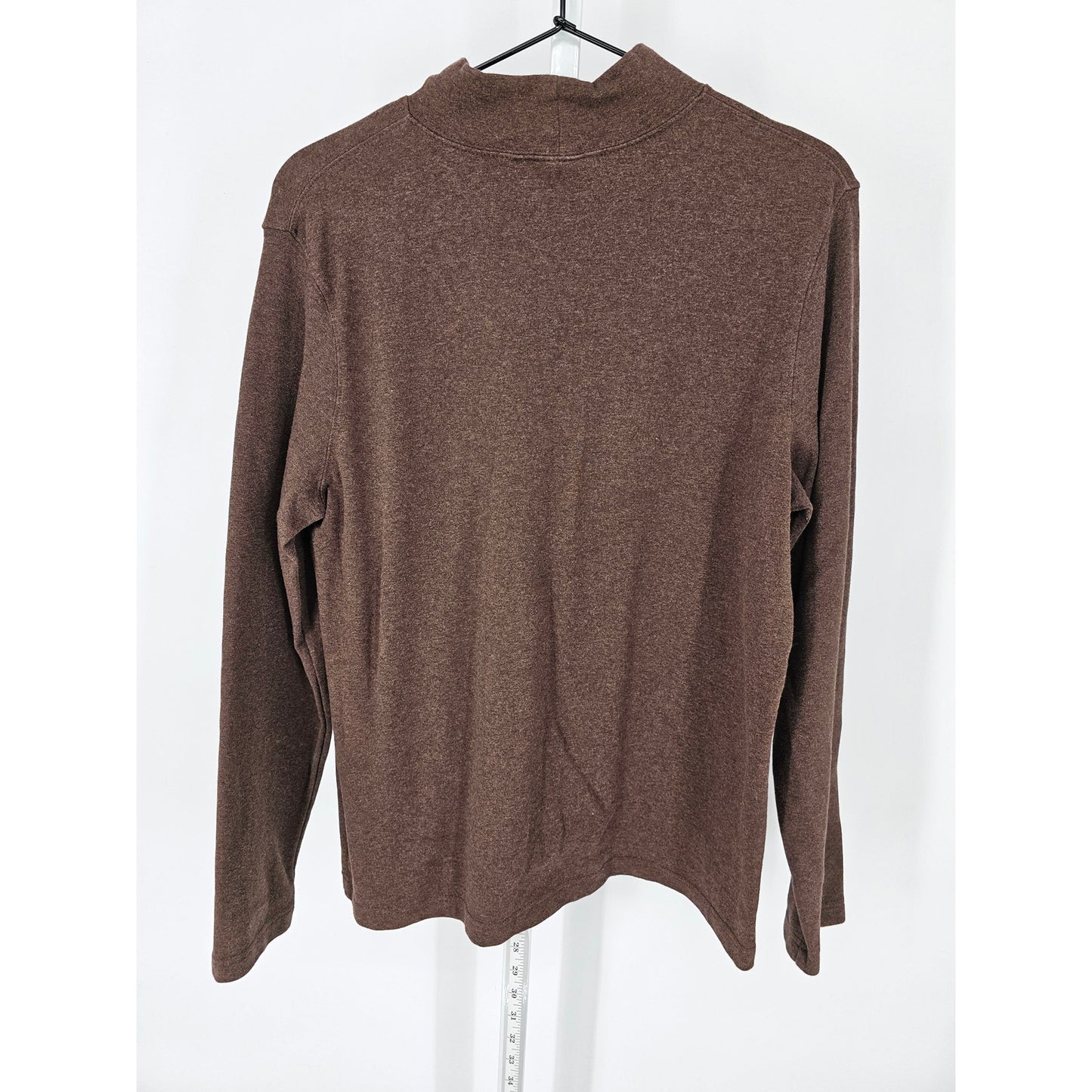 Croft & Barrow Womens L Long Sleeve Mock Turtleneck T Shirt Brown Cotton Blend