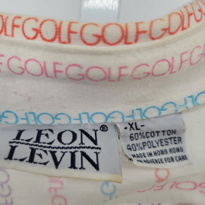 Vintage 1990s Leon Levin Womens XL Short Sleeve Polo Golf Shirt Rainbow Striped