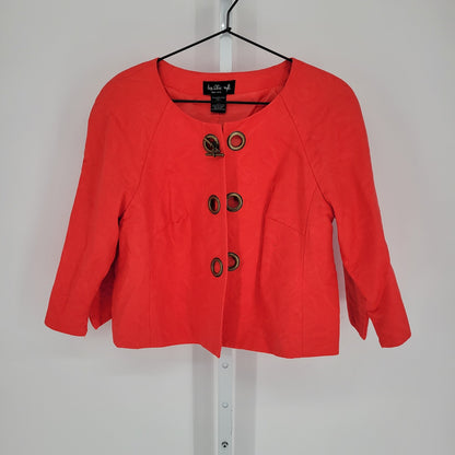 Ivy Chic New York Womens Sz L Cropped Toggle Front Jacket Dark Pink