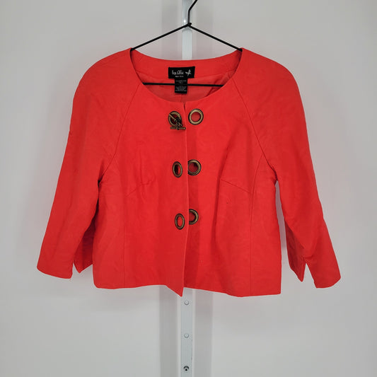 Ivy Chic New York Womens Sz L Cropped Toggle Front Jacket Dark Pink