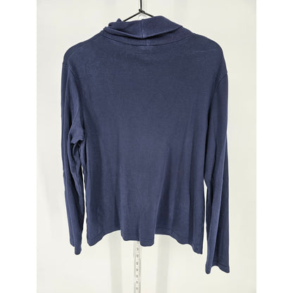 Croft & Barrow Womens Sz L Long Sleeve T Shirt Turtleneck Navy Blue Cotton