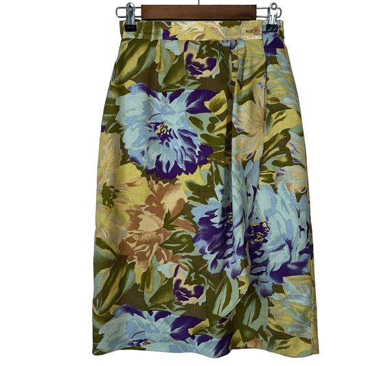 Tan Jay Nygard Womens Sz M Vintage Midi Pencil Skirt Floral