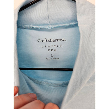 Croft & Barrow Womens Sz L Classic Tee Long Sleeve T Shirt Light Blue Cotton