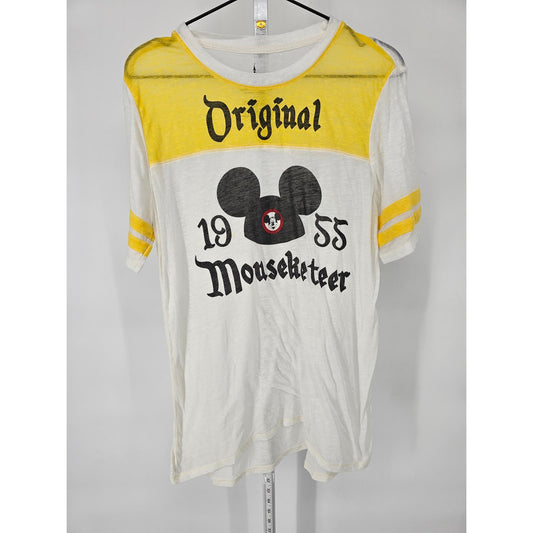 Disney Parks Womens Sz L Short Sleeve Burnout T Shirt Original Mousketeer 1955