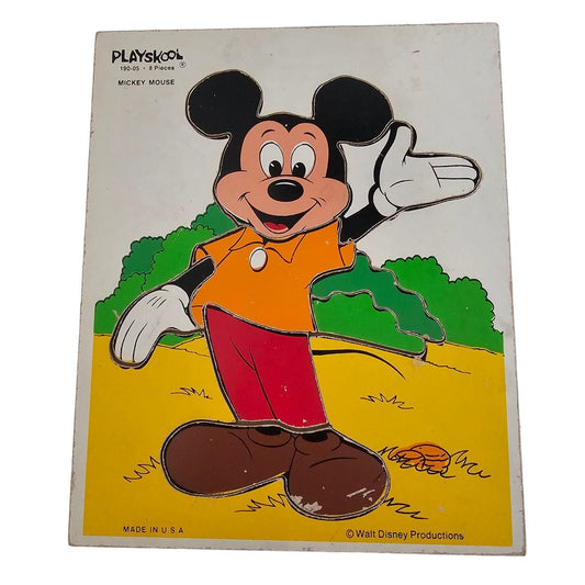 Vintage Playskool Mickey Mouse Wood Puzzle 190-05 - Walt Disney - 8 Pieces