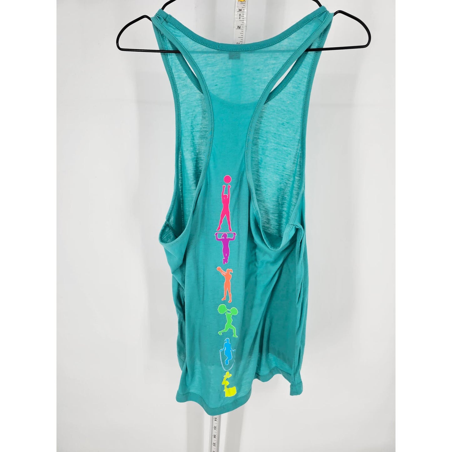 SoRock Shop Womens Sz L racer Back Athletic Tank Top Loose Fit Teal Blue