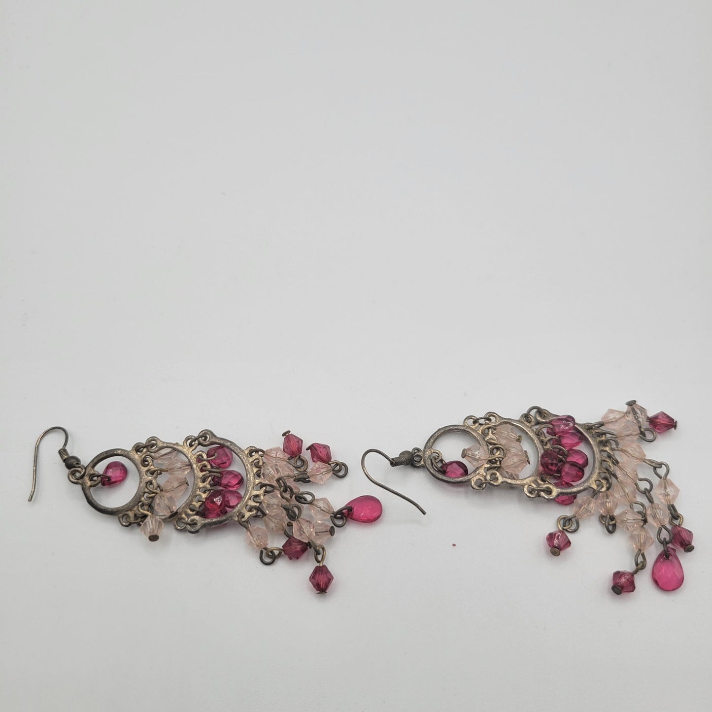 Vintage BARCS Silver TONE Amber Orange Glass CABOCHON Clip ON Earrings