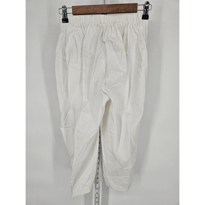 Bocabay Womens Sz 8 Pull On Capri Length Pants Solid White Elastic Waist