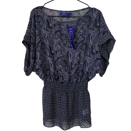 Miley Cyrus Max Azria Womens Sz M Black and Purple Paisley Print Blouse NEW