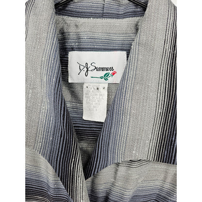 Vintage DJ Summers Womens Sz 8 Textured Blazer Jacket Blue Gray Striped