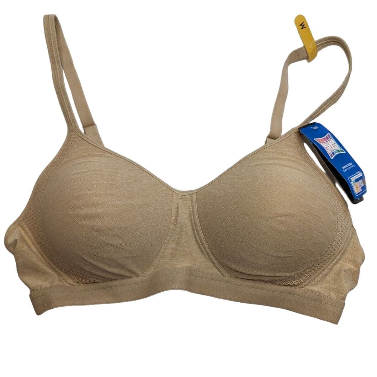 Hanes Womens Sz M Comfort Flex Fit T Shirt Bra Beige NEW