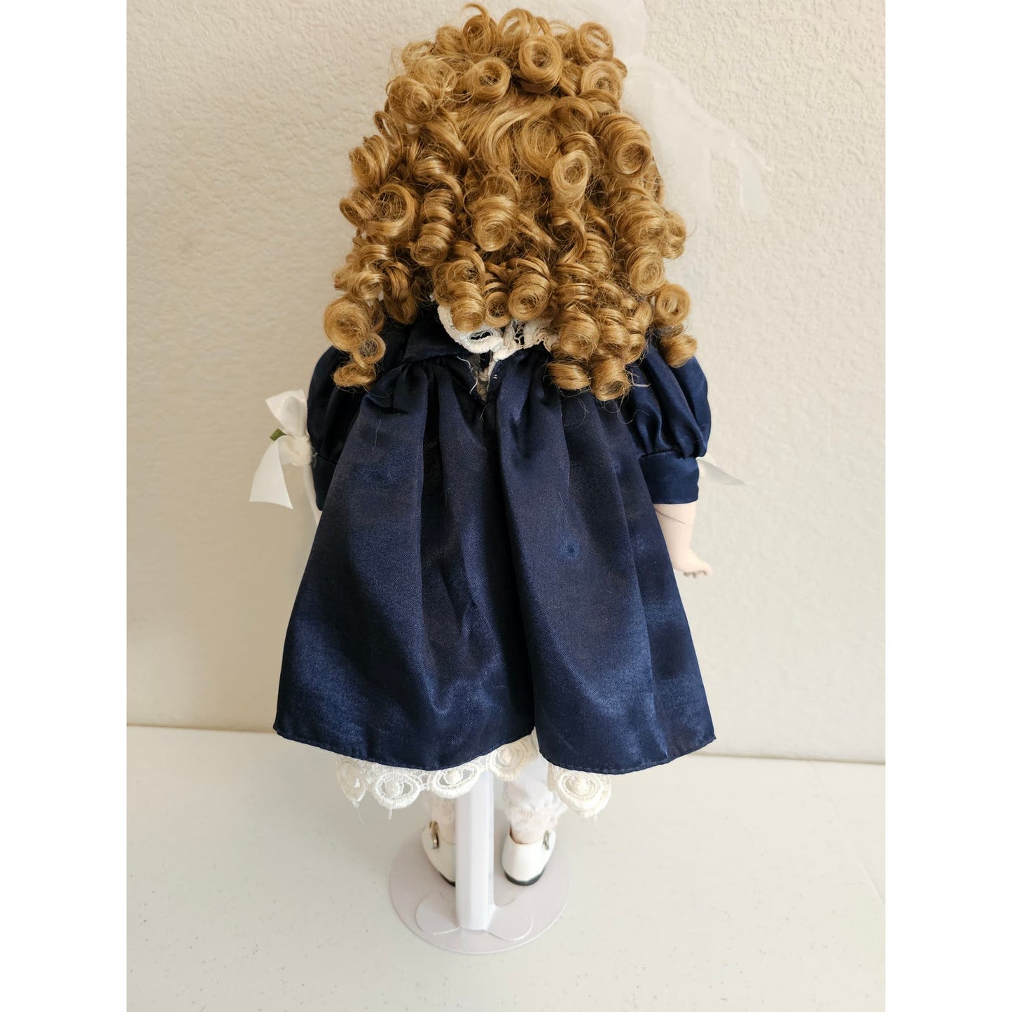 Vintage Ashton Drake Galleries Porcelain Doll Auburn Curly Hair Blue Dress