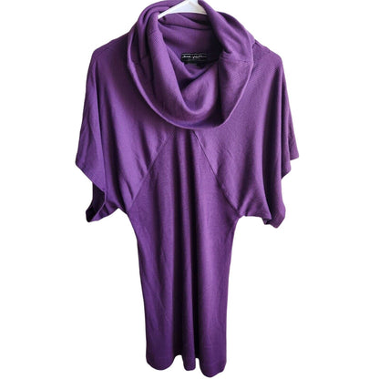 Jamie Nicole Womens Sz L Cowl Neck Sweater Dress Purple Ribbed