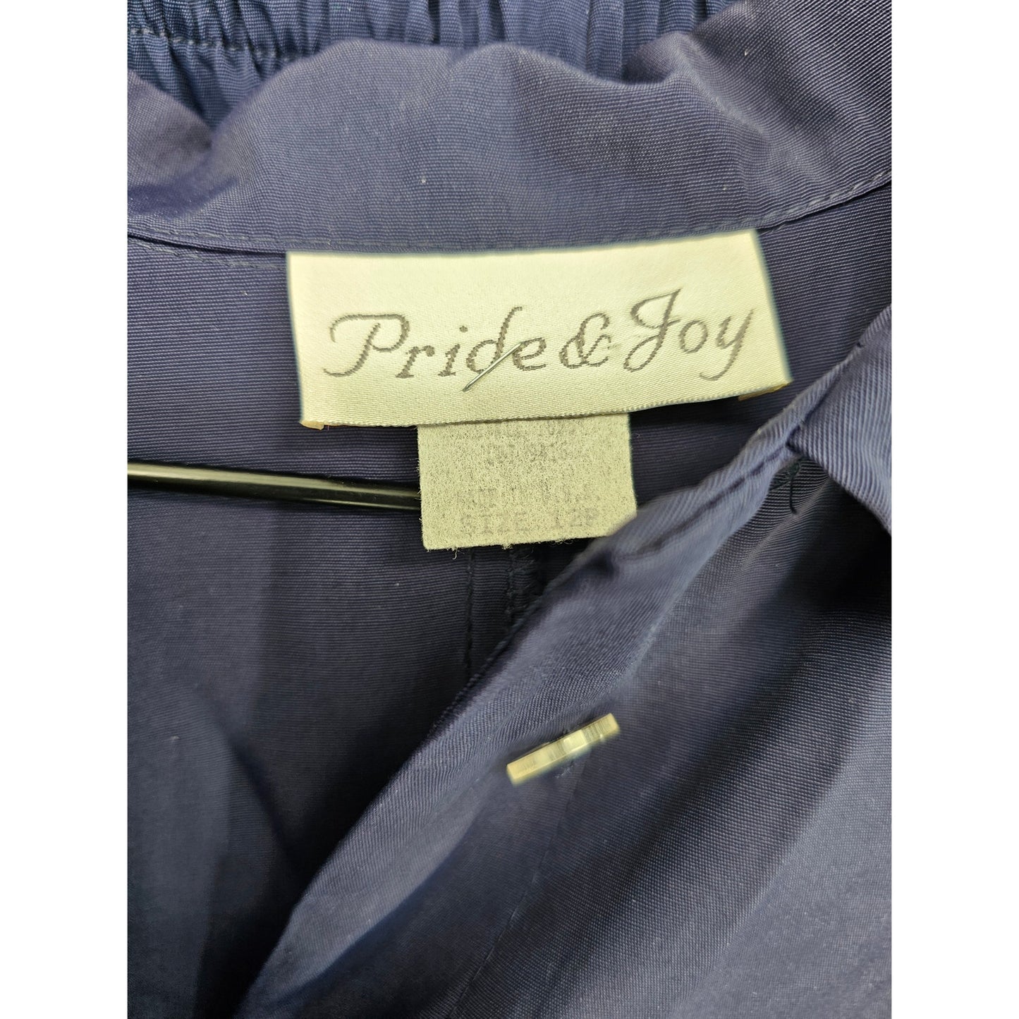 Vintage 1970s Womens Sz 12P Petite Satin Pants and Blouse Set Navy Blue