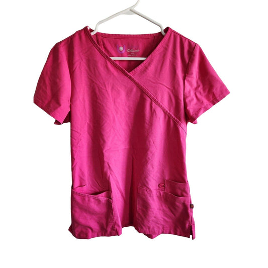 Urbane Ultimate Womens Sz XSM Short Sleeve Scrub Top Bright Pink Barbie Core