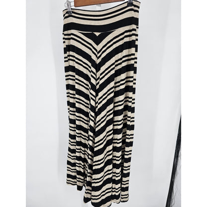 B Design Womens Sz XL Maxi Length Jersey Knit Skirt Black White Striped Y2K