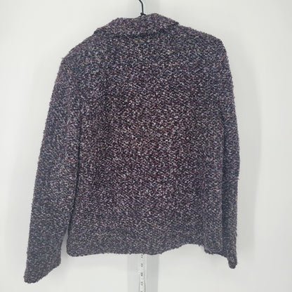 Vintage 1990s Dressbarn Womens Sz M Button Up Tweed Jacket Dark Purple