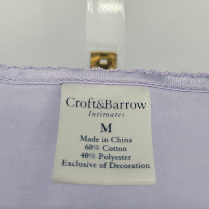 Croft & Barrow Intimates Womens Sz M Short Sleeve Pajama Shirt Light Purple