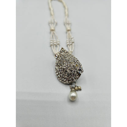 Vintage Y2K Pendant Style Necklace Pearl Beaded Rhinestone Pendant Elegant