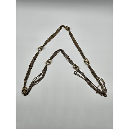 Vintage 1990s Brushed Gold Multi Strand Chain Necklace Long