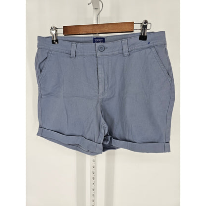 Simply Styled Womens Sz 12 Cotton Blend Light Blue Chino Shorts Cuffed