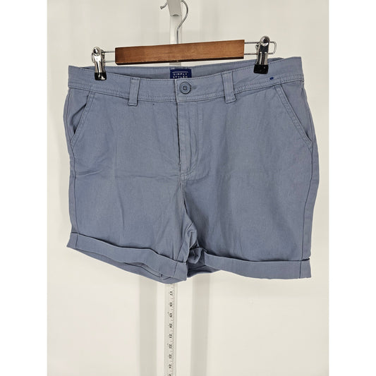 Simply Styled Womens Sz 12 Cotton Blend Light Blue Chino Shorts Cuffed