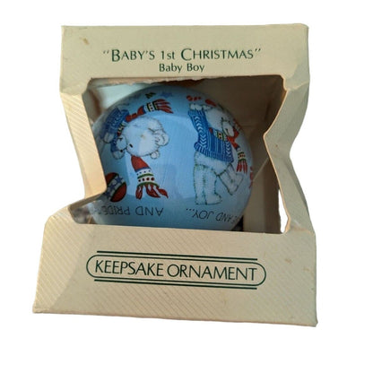 Vintage Hallmark Keepsake Baby Boys First Christmas Ornament Ball