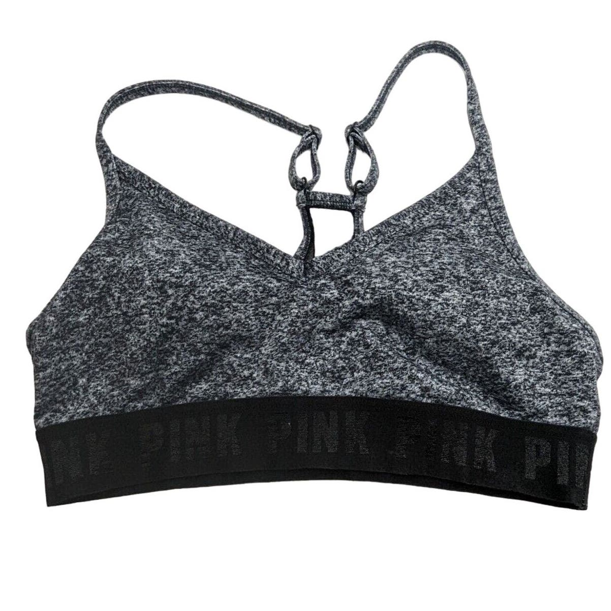 Pink by Victorias Secret Womens Sz XS Sports Bra Gray Black Yoga