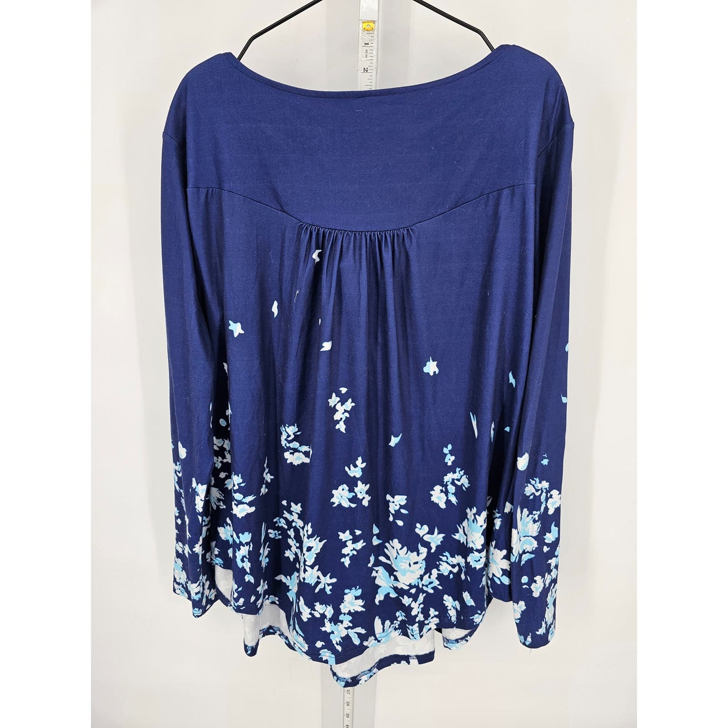 Amazon Womens Sz 3XL Long Sleeve Blouse Blue White Floral